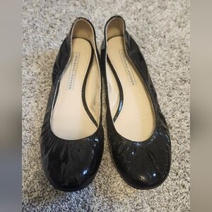 Vera Wang Lavender Label $175 Patent Leather Ballet Flats Size 7.5 Black